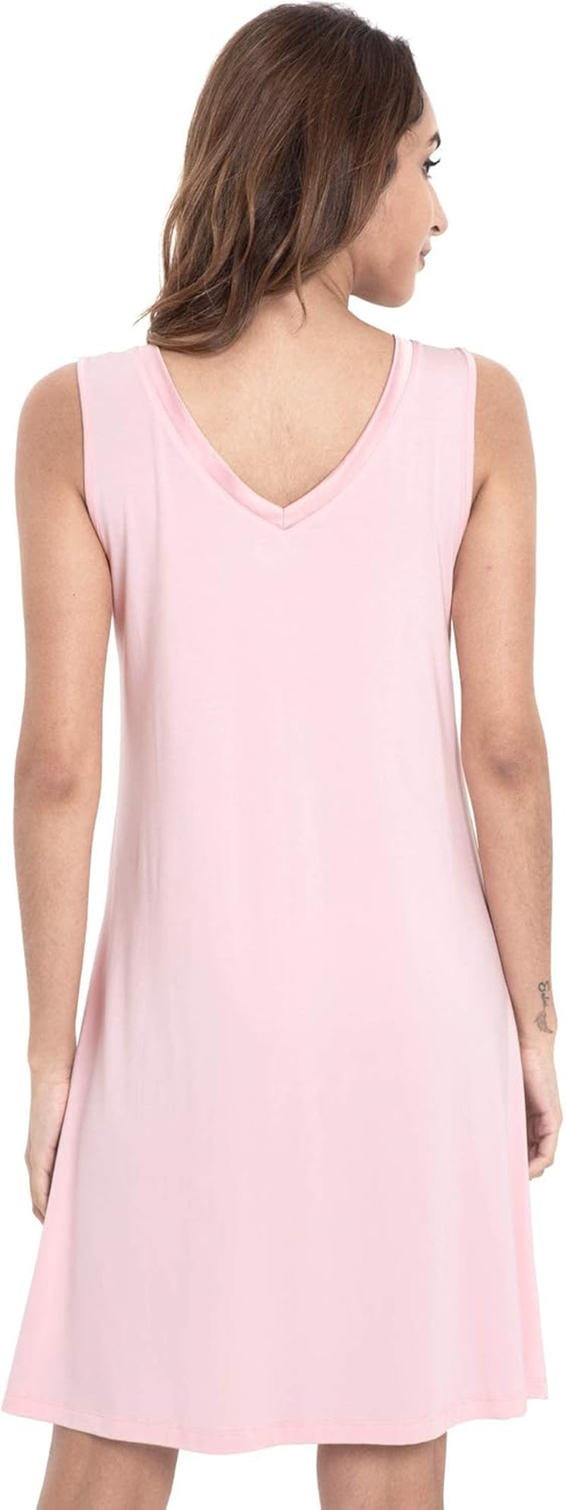 Womens Bamboo-Derived Viscose Nightgowns Soft Sleeveless V Neck Nightdress Lightweight Sleep Shirt S-4XP