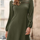Fall Dresses for Women 2025 Crew Neck Long Sleeve a Line Shift Dress Solid Color Loose Fit Mini Dress