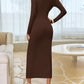 Women'S 2025 Fall Long Sleeve Bodycon Dress Mock Neck Wedding Guest Cocktail Party Long Midi Dresses