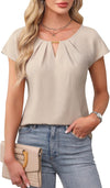 Womens Dressy Business Casual Tops Work Trendy Short Sleeve Shirts Summer Cute Pleated Blouses