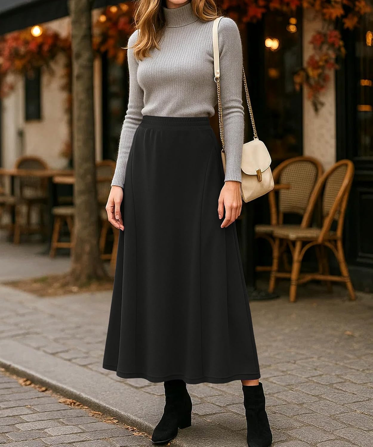 Long Skirts for Women Flowy Elastic High Waist Midi A-Line Skirt for 2025 Casual Boho Trendy