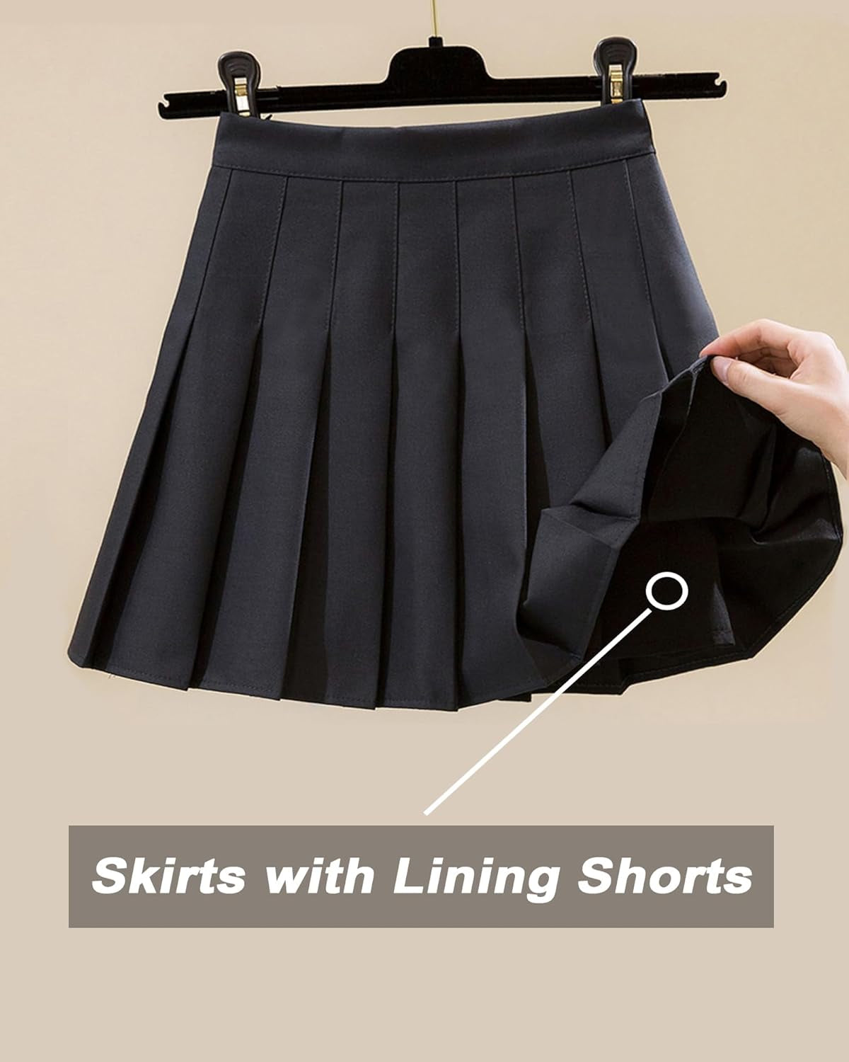 Womens Girl High Waisted Pleated Tennis Skirt School A-Line Skater Skirts with Lining Shorts