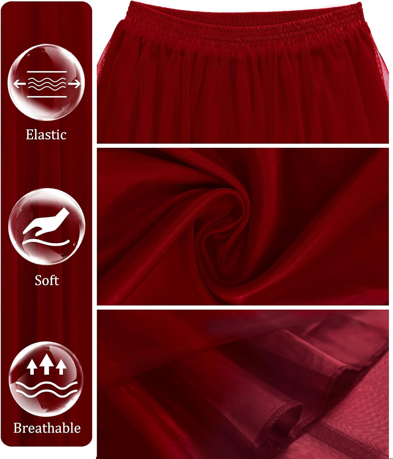 Women'S Winter Skirts 2 Layered Tulle Tiered Long Skirts Elastic Waist A-Line Midi Skirts