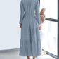 Fall Dresses for Women 2025 Casual Long Sleeve V Neck Elastic Waist Lightweight Maxi Wedding Guest Dress Pockets