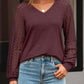Womens Long Sleeve Shirts V-Neck Lace Tops Business Casual Blouses Tee Trendy 2025 Fall Fashion Outfits Clothes