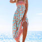 Women'S Maxi Dress Ditsy Floral Smocked Summer Sundress Sleeveless Ruffled Spaghetti Straps Long Beach Formal Dress