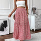 Women'S Smocked High Waist Maxi Skirt Casual Boho Long Skirts with Pockets