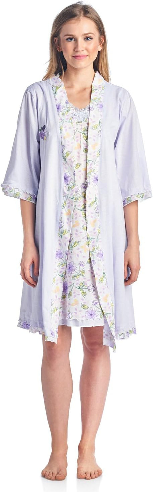 Women'S Sleepwear 2 Piece Nightgown and Robe Set