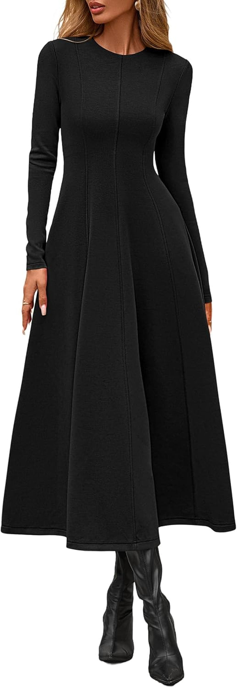 Cocktail Dresses for Women 2025 Elegant Classy Fall Long Sleeve Midi a Line Flowy Modest Winter Party Dress