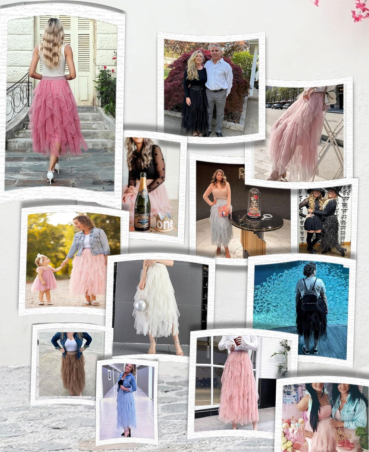 Tulle Skirts for Women a Line Fairy Tiered Skirt Midi Length High Elastic Waist Long Skirt