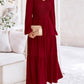 Fall Dresses for Women 2025 Casual Long Sleeve V Neck Smocked a Line Long Flowy Wedding Guest Dress