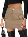 High Waisted Cargo Mini Skirt Y2K Bodycon Denim Mini Skirt Y2K Jean Skirt with Pockets Y2K Button Cargo Skirt