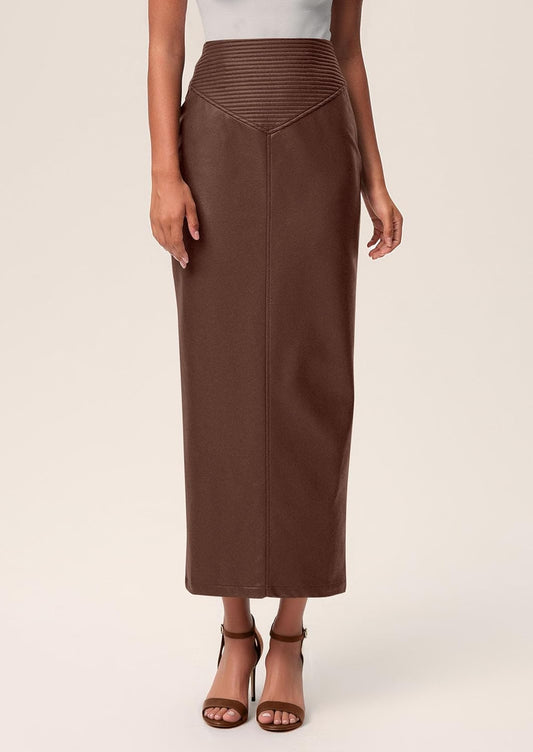 Long Skirts for Women 2025 Fall Fashion Clothing Faux Leather High Waist Dressy Casual Slit Pencil Maxi Skirt