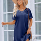 Satin Silk Nightgown for Women Silky Loose Sleepwear V Neck Nightshirt Short Sleeve Sleep Dress