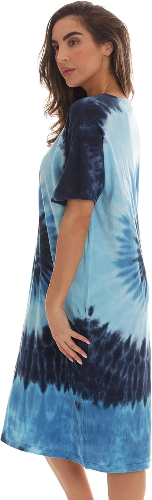 Short Sleeve Tie Dye Nightgown for Women