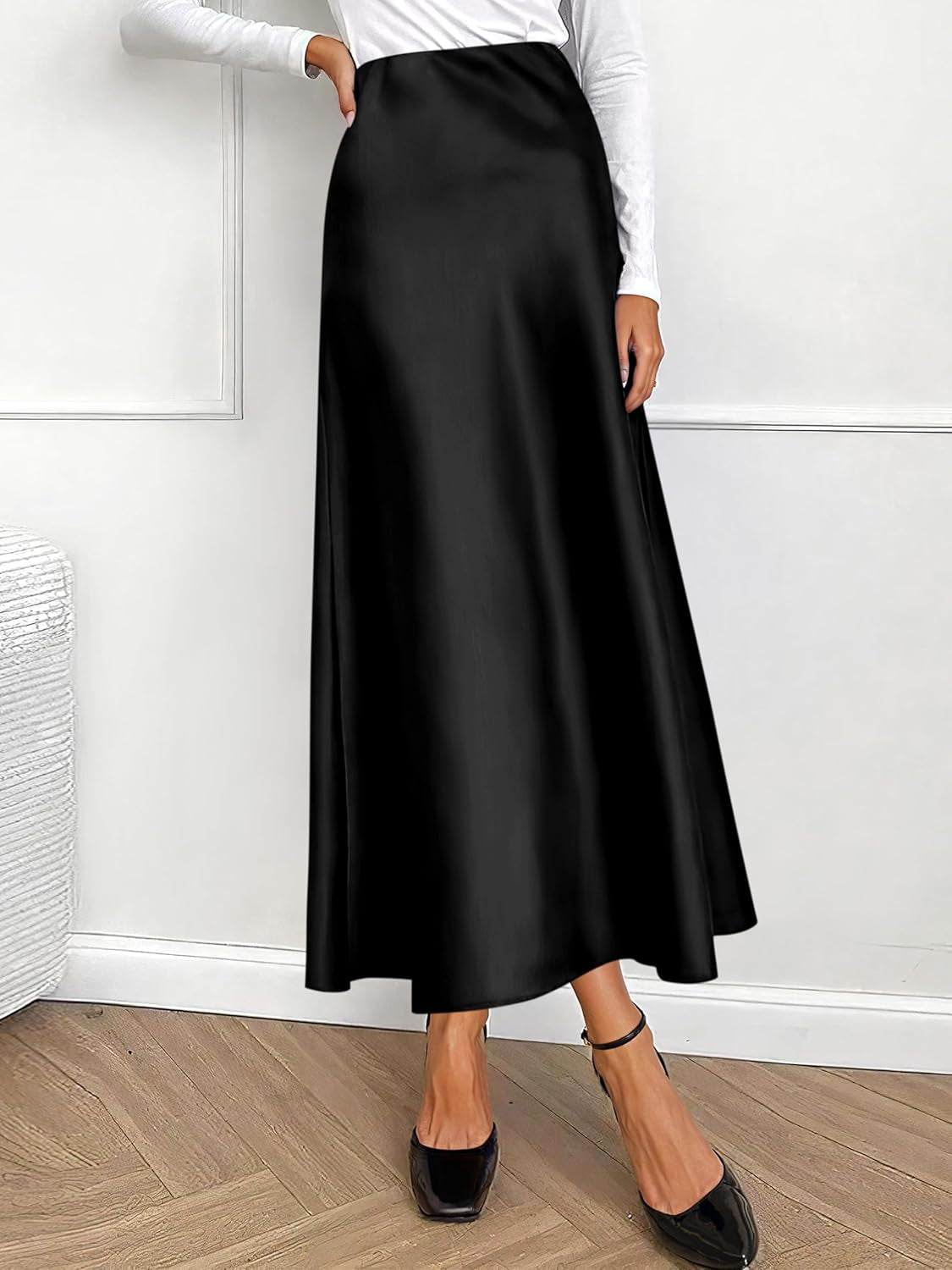 Women'S Satin Maxi Skirts Dressy Casual Zipped High Waisted Flowy Silk 2025 Fall Elegant Business Party Long Skirt