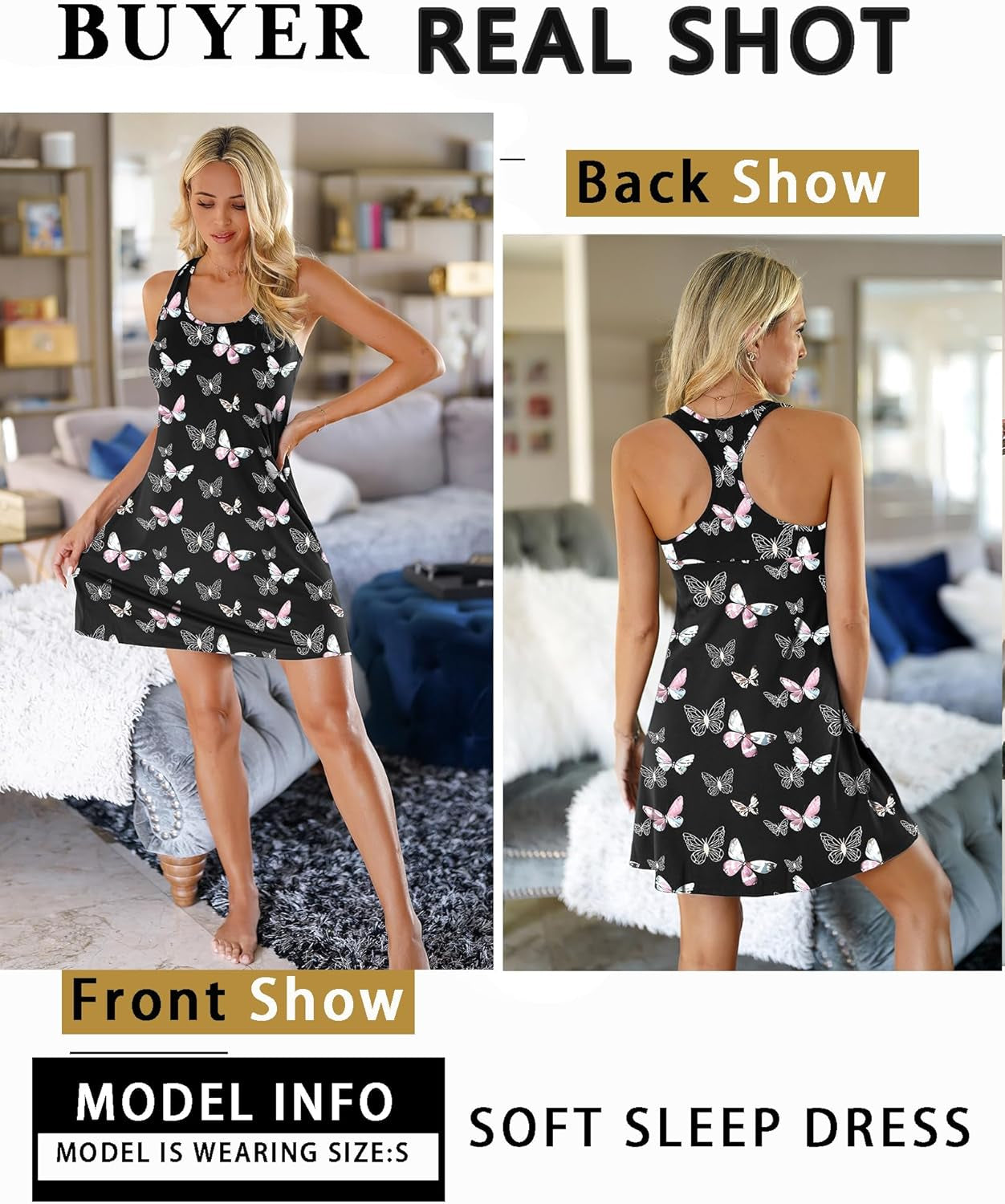 Sleepwear for Women Tank Nightgown Chemise Racerback Sleeveless Sleep Dress