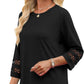 3/4 Length Sleeve Womens Tops and Blouses Dressy Casual Crewneck T Shirts Fashion Clothes Loose Fit Trendy