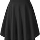 Women'S Basic Midi Skirt Versatile Stretchy Flared Casual High Waisted Skirt