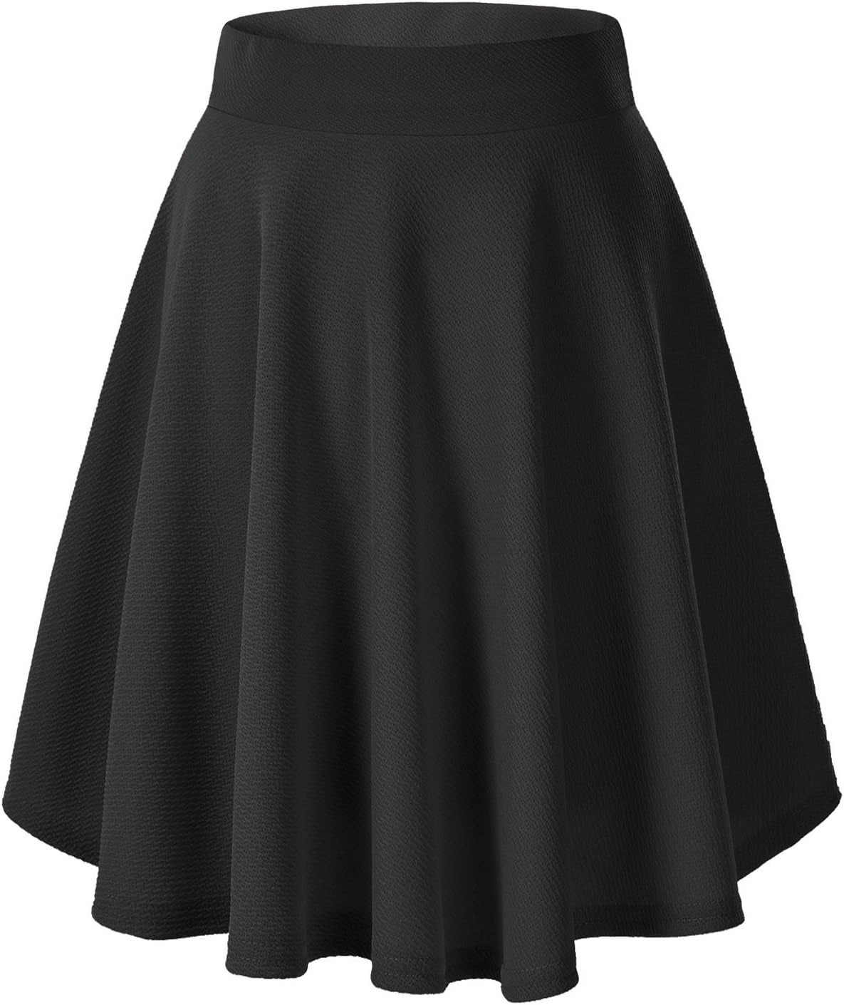 Women'S Basic Midi Skirt Versatile Stretchy Flared Casual High Waisted Skirt