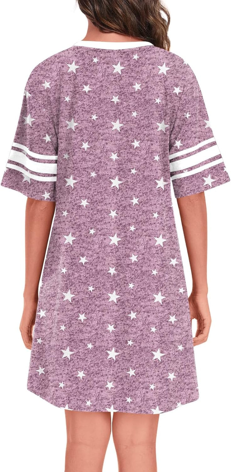 Womens Nightgowns Short Sleeve Sleepshirt Sleepwear Casual V Neck Sleep Dress Loungewear Nightshirts