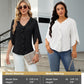 Womens Dressy Casual Blouses 3/4 Sleeve V Neck Ruffle Tops Business Ladies Summer Trendy Fashion Work Shirt