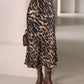 Women'S Silk Satin Midi Skirt Elastic High Waisted A-Line Cheetah Print Leopard Long Skirts for Women Trendy