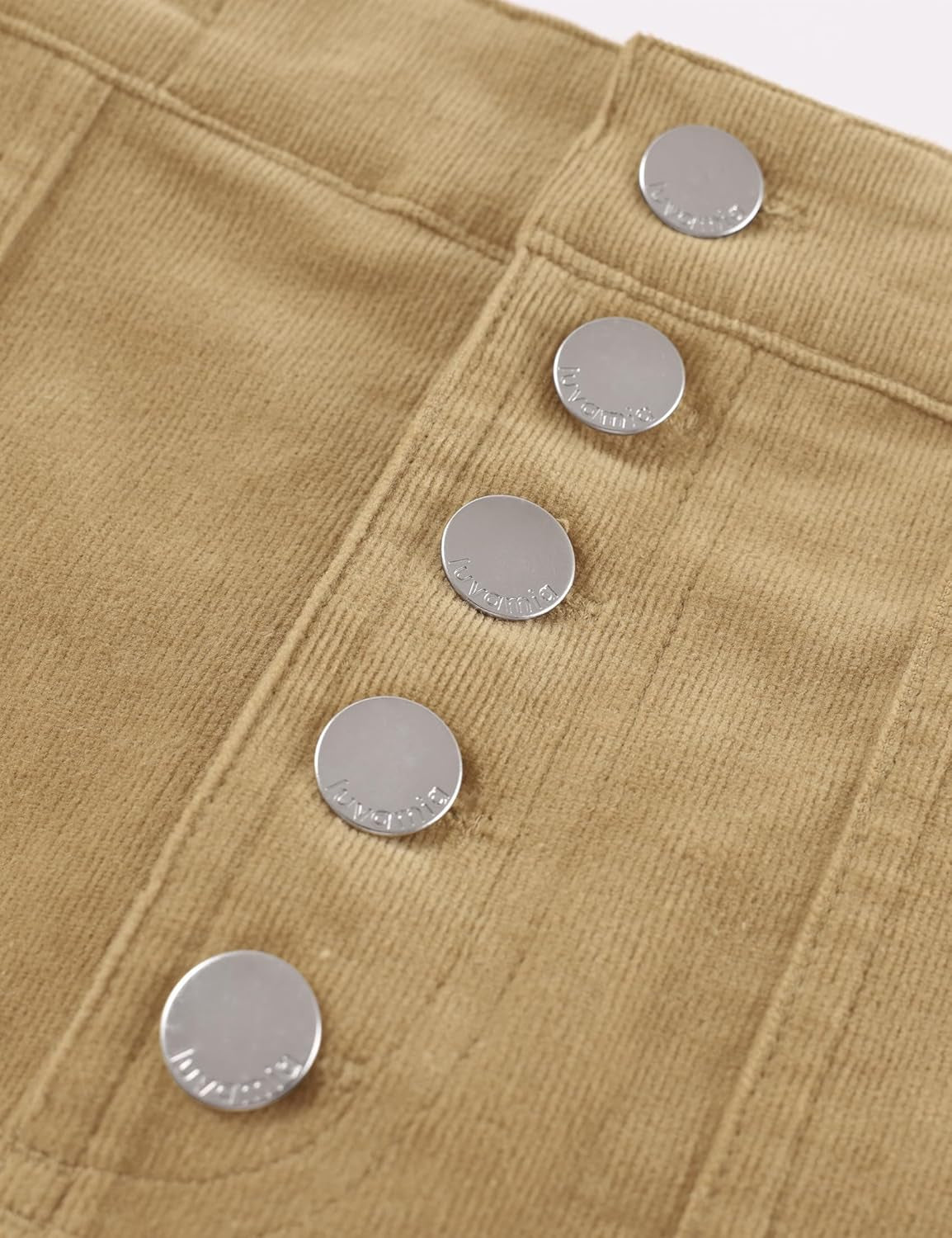 Corduroy Skirts for Women Midi Length High Waisted Button Fly Fall Casual Elastic Waist Long Skirt with Slit