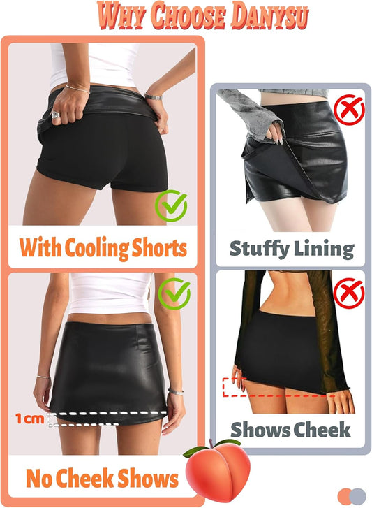 Stretchy Mini Skorts Low Waist Skirt with Shorts Side Slit 2025 Sports Daily Going Out Outfits