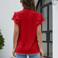 Womens Dressy Casual Tops Ruffle Short Sleeve V Neck Shirts Elegant Business Work Blouse