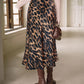 Women'S Silk Satin Midi Skirt Elastic High Waisted A-Line Cheetah Print Leopard Long Skirts for Women Trendy