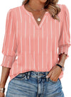 Blouses for Women Dressy Casual 3/4 Length Sleeve Womens Tops V Neck T Shirts with Smocked Cuffs
