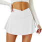 Tennis Skirt for Women with Pockets Shorts Crossover High Waisted Athletic Golf Skorts Running Workout Skirts 2 in 1