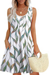 Womens Summer Dresses Loose U Neck Sleeveless Sundresses Dress with Pockets
