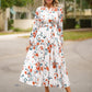 Fall Dresses for Women 2025 Long Sleeve Boho Floral V Neck Empire Waist a Line Casual Flowy Wedding Guest Maxi Dress