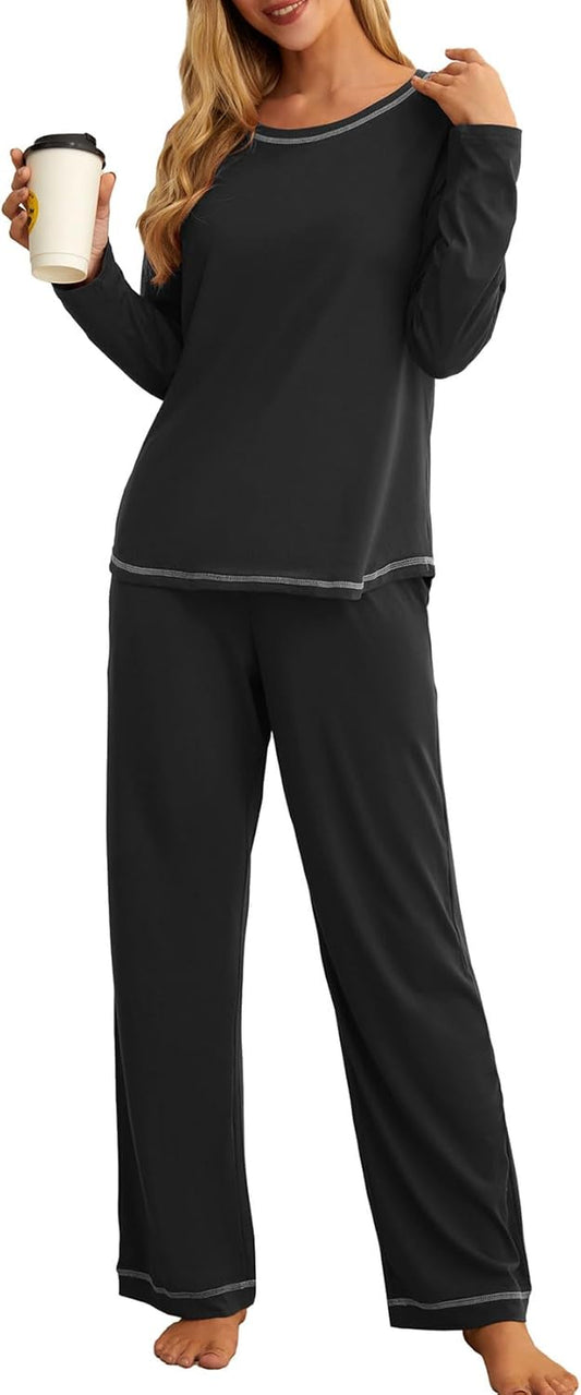 Women'S Pajama Set 2025 Lounge Sets Long Sleeve Sleepwear Soft 2 Piece Pjs with Pockets