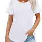 Womens T Shirts Short Sleeve Pleated Dressy Casual Scooped Neck Summer Tops Blouses