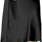 Womens Satin Silk High Waist Slit Midi Skirt Elastic Waistband Midi Skirts for Women