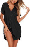 Nightgowns for Women Button down Night Gowns Short Sleeve Sleep Shirt V Neck Nightshirt Soft Sleepwear Pajams Dress