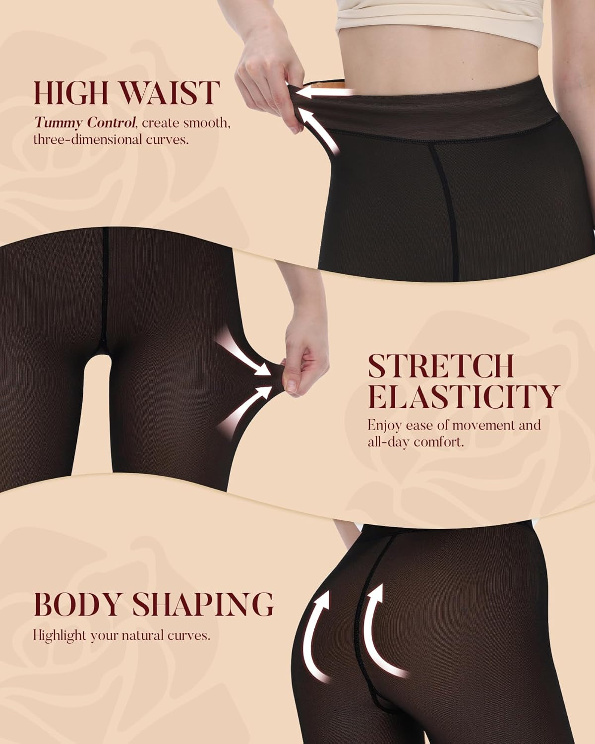 Fleece Lined Tights Women - Sheer Black Thermal Leggings Thick Warm Pantyhose Fake Translucent Dress for Cold Winter