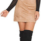 Simplee Women'S High Waist Faux Suede Mini Bodycon Skirt