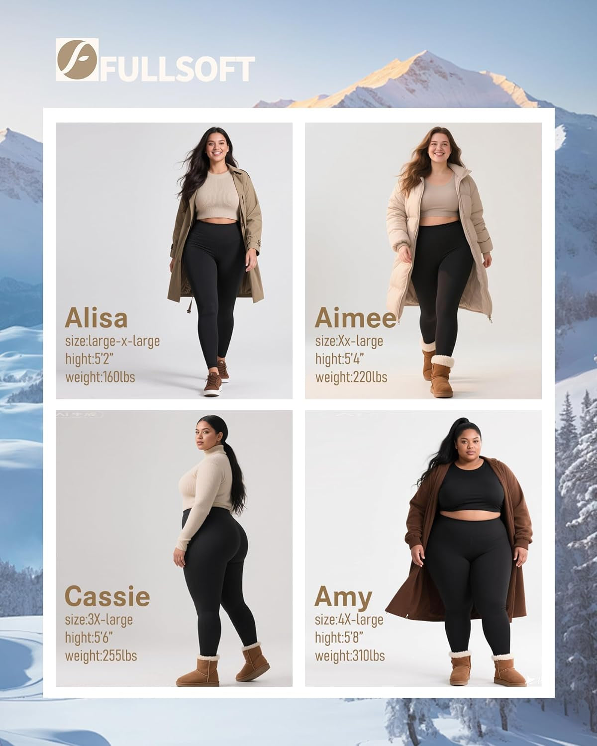 plus Size Fleece Lined Leggings Women-High Waist Warm Thick Leggings Winter Thermal Yoga Pants for Snow Cold