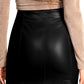 Women Basic High Waisted Mini Short Pencil Bodycon Faux Leather Skirt