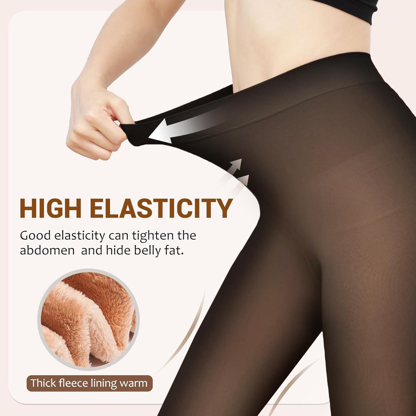Fleece Lined Tights Sheer Women - Fake Translucent Warm Pantyhose Leggings Sheer Thick Tights for Winter