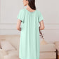 Nightgowns for Women Pleated Sleep Shirts Short Sleeve Night Shirts Comfy Ladies Sleepdress