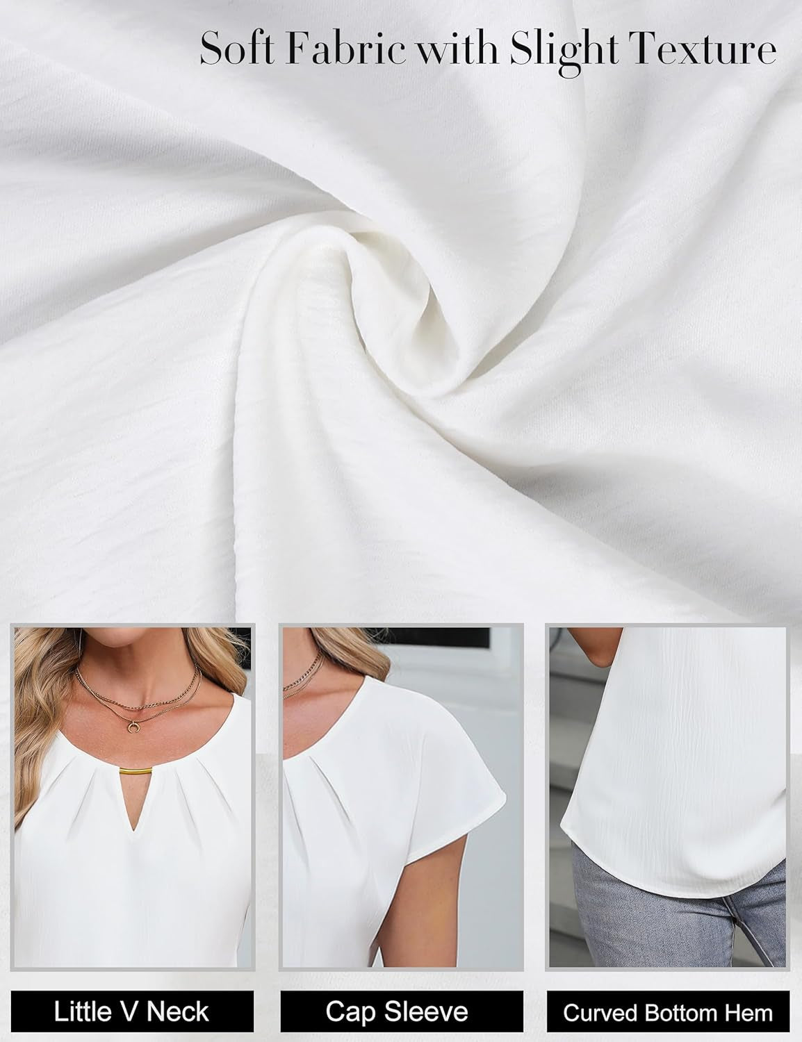 Womens Dressy Business Casual Tops Work Trendy Short Sleeve Shirts Summer Cute Pleated Blouses