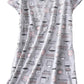 3 Pack Women'S Cotton Nightgown Sleepwear Short Sleeves Shirt Casual Print Sleepdress