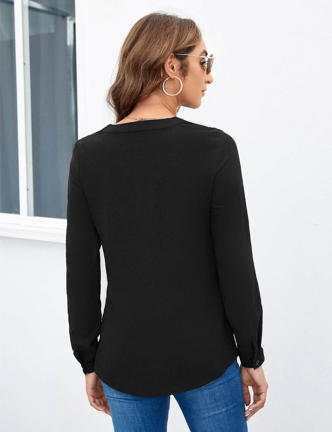 Women'S Dressy Casual Blouses Business Long Sleeve Shirts V Neck Work Tops Fall Fashion Outfits