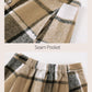 Plaid Skirts for Women Midi Length High Waisted Button down a Line Fall Winter Elastic Waist Skirt with Pockets