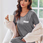 Womens Long Sleeve Nightgowns V Neck Sleepshirts Lace Nightshirts Casual T-Shirt Sleep Dress with Pocket